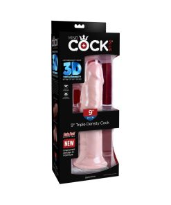 King Cock Plus 9 In. Triple Density Cock Realistic Dildo With Suction Cup Beige