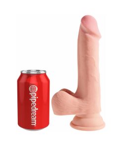 King Cock Plus 7.5 In. Triple Density Cock With Balls Realistic Suction Cup Dildo Beige
