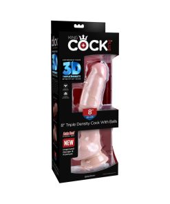 King Cock Plus 8 In. Triple Density Cock With Balls Realistic Suction Cup Dildo Beige