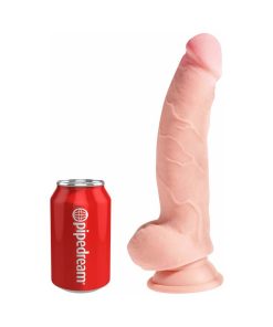 King Cock Plus 8 In. Triple Density Cock With Balls Realistic Suction Cup Dildo Beige