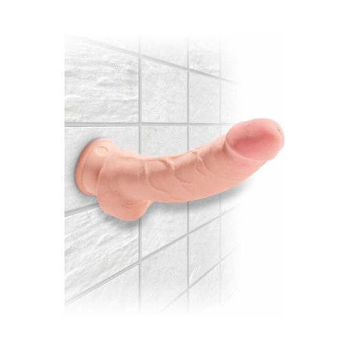 King Cock Plus 8 In. Triple Density Cock With Balls Realistic Suction Cup Dildo Beige - Image 7