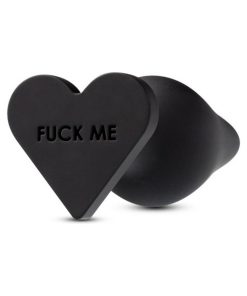 Temptasia 'Fuck Me' Silicone Anal Plug With Heart-Shaped Base Black