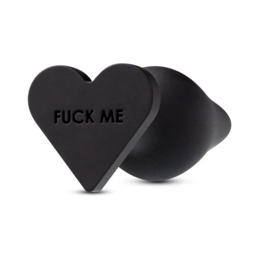 Temptasia 'Fuck Me' Silicone Anal Plug With Heart-Shaped Base Black - Image 3