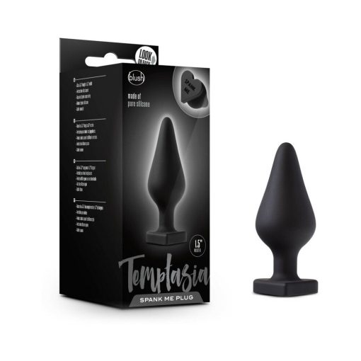 Temptasia 'Spank Me' Silicone Anal Plug With Heart-Shaped Base Black