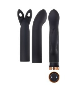 Evolved Four Play Rechargeable Silicone Bullet Vibrator And 3-Piece Sleeve Set Black