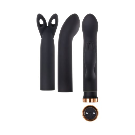 Evolved Four Play Rechargeable Silicone Bullet Vibrator And 3-Piece Sleeve Set Black - Image 4