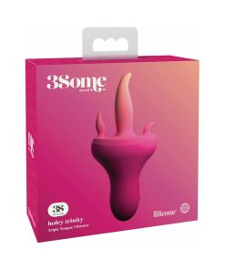 3Some Holey Trinity Triple Tongue Vibrator Rechargeable Silicone Red