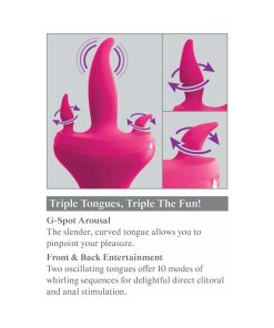3Some Holey Trinity Triple Tongue Vibrator Rechargeable Silicone Red