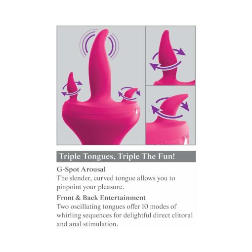 3Some Holey Trinity Triple Tongue Vibrator Rechargeable Silicone Red - Image 8