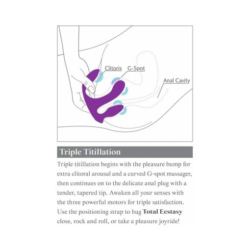 3Some Total Ecstasy Triple Stimulation Silicone Vibrator Purple - Image 11