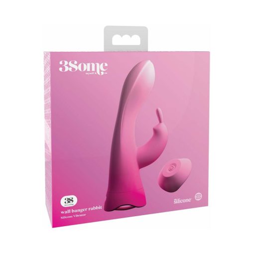 3Some Wall Banger Rabbit Vibrator – Suction Cup Remote Vibe (Pink)
