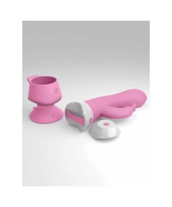 3Some Wall Banger Rabbit Vibrator – Suction Cup Remote Vibe (Pink)
