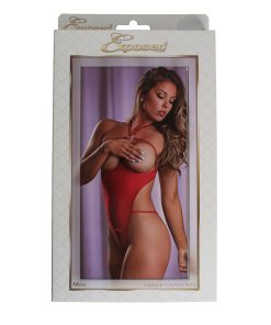 Magic Silk Mesh Cupless & Crotchless Teddy Red Queen