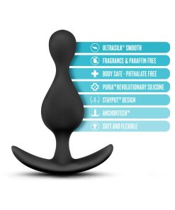 Anal Adventures Platinum Silicone Wave Plug Black