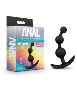 Anal Adventures Platinum Silicone Small Anal Beads Plug Black