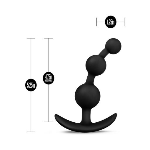 Anal Adventures Platinum Silicone Small Anal Beads Plug Black - Image 5