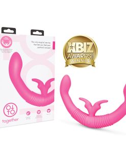 Together Couples Toy With Echo Function Rechargeable Silicone Dual Ended Rabbit Vibrator Pink