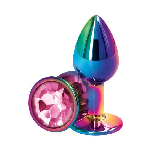 Rear Assets Metal Anal Plug Small Multicolor/Pink - Image 2