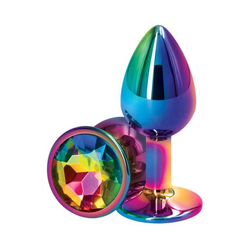 Rear Assets Metal Anal Plug Small Multicolor/Rainbow - Image 2