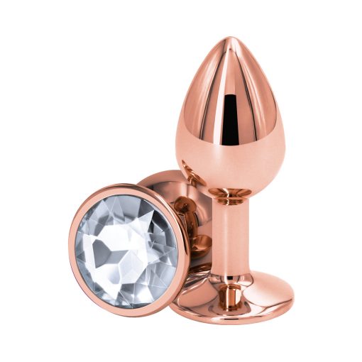 Rear Assets Rose Gold Anal Plug Small Clear - Image 2