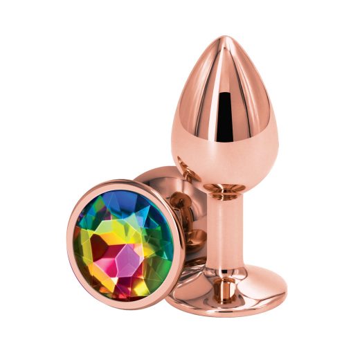 Rear Assets Rose Gold Anal Plug Small Rainbow - Image 2