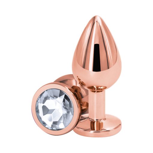 Rear Assets Rose Gold Anal Plug Medium Clear - Image 2