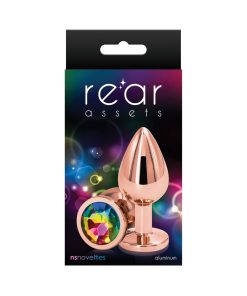 Rear Assets Rose Gold Anal Plug Medium Rainbow