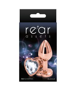 Rear Assets Rose Gold Heart Plug Small Clear
