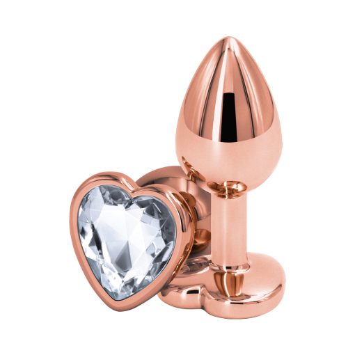 Rear Assets Rose Gold Heart Plug Small Clear - Image 2