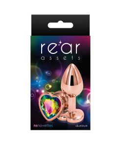 Rear Assets Rose Gold Heart Plug Small Rainbow
