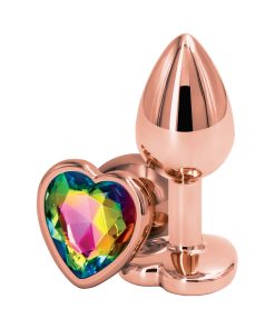 Rear Assets Rose Gold Heart Plug Small Rainbow