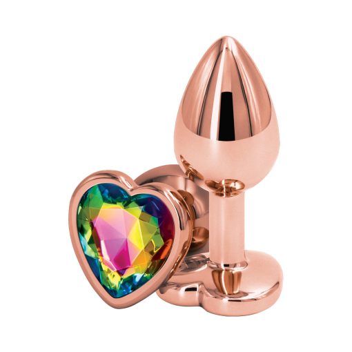 Rear Assets Rose Gold Heart Plug Small Rainbow - Image 2