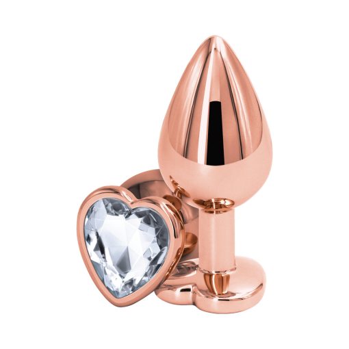 Rear Assets Rose Gold Heart Plug Medium Clear - Image 2