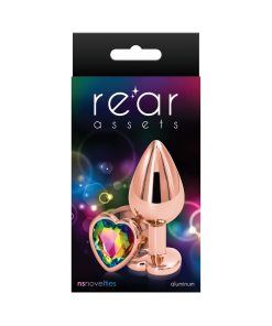 Rear Assets Rose Gold Heart Plug Medium Rainbow