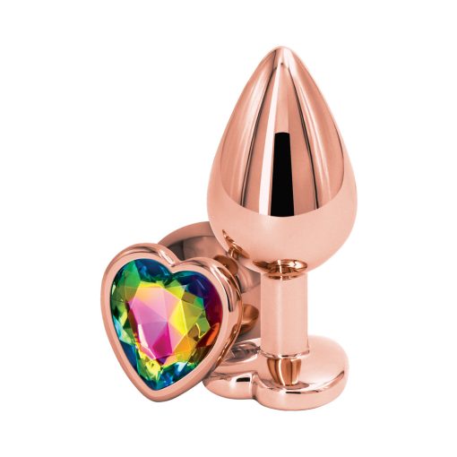 Rear Assets Rose Gold Heart Plug Medium Rainbow - Image 2