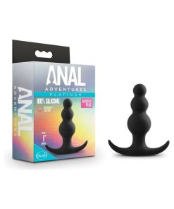 Anal Adventures Platinum Silicone Beaded Plug Black