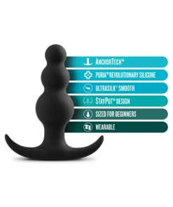 Anal Adventures Platinum Silicone Beaded Plug Black
