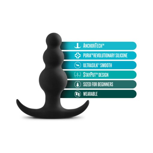 Anal Adventures Platinum Silicone Beaded Plug Black - Image 4