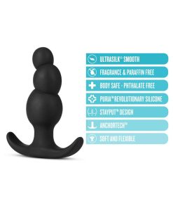 Anal Adventures Platinum Silicone Stacked Plug Black