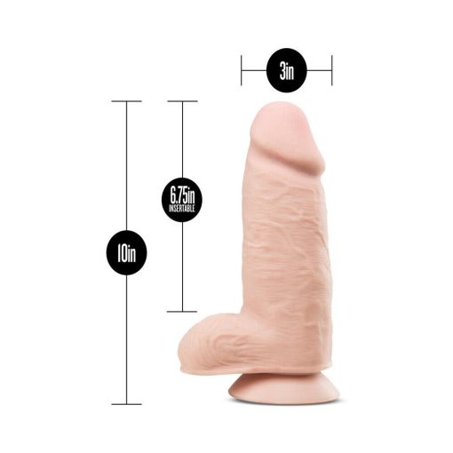 Au Naturel 2.75 Pounder 10 In. Posable Dual Density Dildo With Balls Beige - Image 7