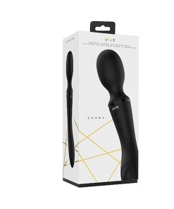 Vive Enora Rechargeable Dual-Ended Silicone Pulse-Wave G-Spot & Wand Vibrator Black