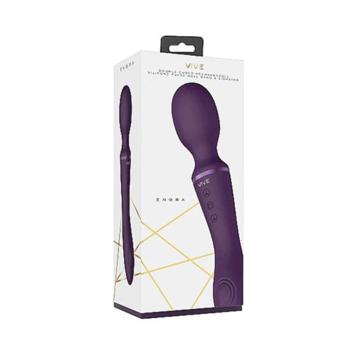 Vive Enora Dual-Ended G-Spot & Wand Pulse-Wave Vibrator – Purple