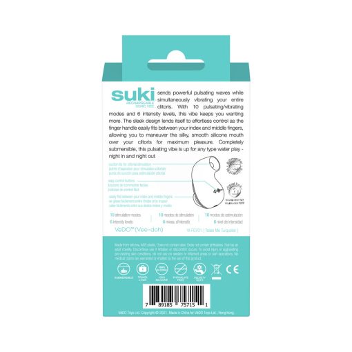 Vedo Suki Sonic Suction Rechargeable Vibrator Tease Me Turquoise - Image 8