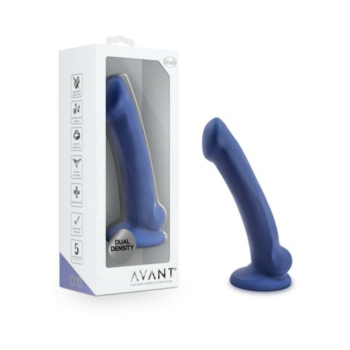 Avant D10 Ergo Mini 7 In. Dual Density Silicone Dildo Indigo