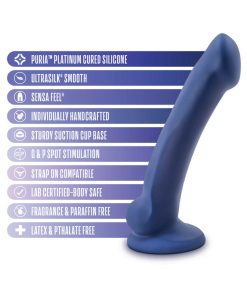 Avant D10 Ergo Mini 7 In. Dual Density Silicone Dildo Indigo