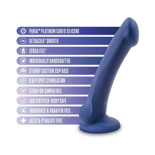 Avant D10 Ergo Mini 7 In. Dual Density Silicone Dildo Indigo - Image 4