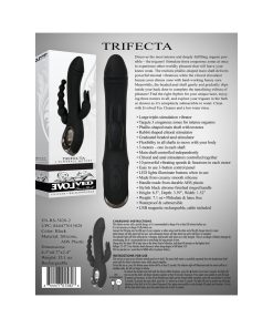 Evolved Trifecta Rechargeable Dual Entry Triple Stimulation Silicone Rabbit Vibrator Black