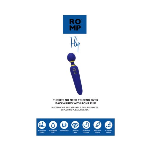 Romp Flip Rechargeable Silicone Wand Massager Blue - Image 11