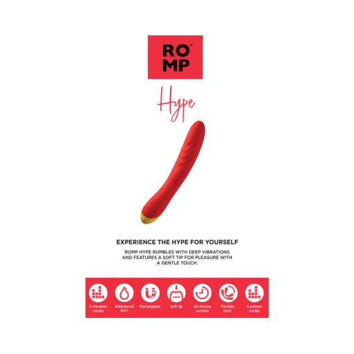 Romp Hype Rechargeable Silicone G-Spot Vibrator Red - Image 12