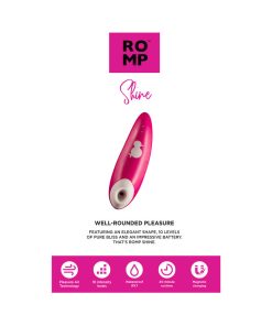 Romp Shine Rechargeable Silicone Pleasure Air Clitoral Vibrator Pink